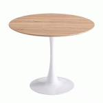 TABLE RONDE IBIZA WHITE Ø90 CM SURFACE BOIS PIED BLANC - [...]