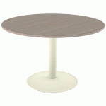TABLE MANO Ø120 T6 STRA ALAISÉ CHÊNE H. CAPPUCCIN/BEIGE 1013 - MOBIDECOR