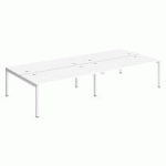 PÔLE 4 BUREAUX L 360 CM PLATEAUX BLANCS, PIÈTEMENT MÉTAL - TEAM LINE BLANC