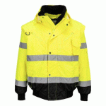 PORTWEST C465 BLOUSON BOMBER 3-EN-1 HAUTE VISIBILITÉ BICOLORE JAUNE/NOIR - TAILLE L