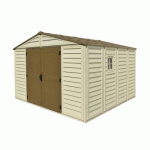 ABRI DE JARDIN PVC WOODBRIDGE + KIT DE FONDATION ET KIT 1 FENÊTRE - 10,56 M² DURAMAX