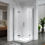 ATÉA CABINE DE DOUCHE H 180 CM PORTE PLIANTE PIVOTANTE EN VERRE 6 MM SEMI-OPAQUE 80 X 90 CM