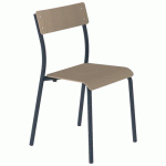 CHAISE ANDRÉ 4P T6 ASS/DOS HÊTRE PIÈTEMENT NOIR SABLÉ - MOBIDECOR