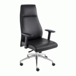 FAUTEUIL DE BUREAU ERGONOMIQUE MODO CUIR NATUREL, ACCOUDOIRS 1D ET PIED ALUMINIUM