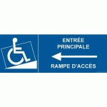 PANNEAU ENTRÉE PRINCIPALE RAMPE ACCÈS GAUCHE PVC 350X125MM