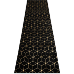 TAPIS, LE TAPIS DE COULOIR GLOSS MODERNE 409C 86 CUBE ÉLÉGANT, GLAMOUR, ART DECO NOIR / OR BLACK 60X250 CM