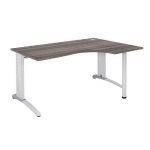 BUREAU COMPACT RETOUR À GAUCHE BIOSPACE 2 - L. 180 X P. 110 CM - PLATEAU 'CÈDRE' - PIEDS L 'BLANC' - EMBASES : 'BLANCHES'.