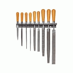 JEU DE 9 LIMES A MANCHE BOIS + SUPPORT - FACOM - STU