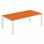TABLE BASSE EASY OFFICE 114X60 PIED BLC PLATEAU BLANC/ORANGE - PAPERFLOW