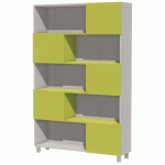 BIBLIOTHÈQUE IDENTITÉ 5 PORTES 120 CM ARGENT/VERT - MANUTAN COLLECTIVITÉS