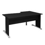 BUREAU COMPACT PRONTO - RETOUR À GAUCHE L.160 X P.100 CM - PLATEAU NOIR - PIEDS L NOIR