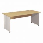 BUREAU DROIT ACTIVITY - L. 180 X P. 80 CM - PLATEAU POIRIER - PIEDS PLEINS 'BLANC'