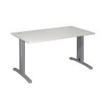 BUREAU DROIT IMEDIA - L. 140 X P. 80 CM - PLATEAU GRIS - PIEDS ALUMINIUM