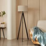 LAMPE SUR PIED LINDBY HERRY, NOIR, BOIS, TRÉPIED, 153 CM