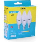 EDM - LOT DE 3 AMPOULES LED E14 5W FLAMME ÉQUIVALENT À 50W - BLANC DU JOUR 6400K