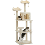 PAWZ ROAD - ARBRE A CHAT AVEC GRIFFOIR RECOUVERT DE SISAL SUR TERRE, CONDO CONFORTABLE POUR CHAT, HAMAC POUR CHAT ET LARGE PERCHOIR SUPERIEUR, GRIS