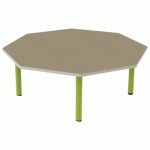 TABLE CARÉLIE MOB. OCT Ø120 T1 STR POLY. HM. BEIGE/VERT ACI - MOBIDECOR