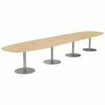 TABLE CONFÉRENCE ELGA PIED COROLLE 480X113 CM PLATEAU MÉLAMINÉ HÊTRE/ALU - MANUTAN COLLECTIVITÉS