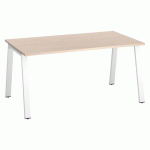BUREAU DROIT ECLA CHÊNE CLAIR L 160 X P 80 CM PIÈTEMENT MÉTAL FINITION BLANC