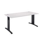 BUREAU DROIT IMEDIA - L. 180 X P. 80 CM - PLATEAU BLANC - PIEDS ALUMINIUM