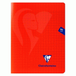 CAHIER PIQUÉ CLAIREFONTAINE MIMESYS 17 X 22 CM GRANDS CARREAUX 96 PAGES ROUGE