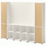 ENSEMBLE MEUBLE TV ET RANGEMENT IVO N°1 BLANC/PORTE CHÊNE - QUADRIFOGLIO