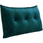 VERCART - GRAND OREILLER DE LIT DÉCORATIF, COUSSIN DE LECTURE CAPITONNÉ DE BOUTONS, OREILLER DE CORPS POUR DORMEUR LATÉRAL, TURQUOISE VELOURS, 100 X