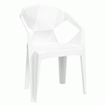 LOT DE 4 - CHAISE SASKIA - POLYPROPYLÈNE BLANC - USAGE INTÉRIEUR ET EXTÉRIEUR