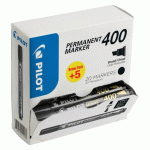 PACK DE 15 MARQUEURS PERMANENTS PILOT 400 POINTE BISEAUTÉE 4,5 MM NOIRS + 5 OFFERTS