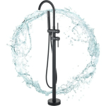 SUGUWORD - FREESTANDING BATHTUB FAUCET BATHROOM FILLER FAUCET TWO HANDLE FLOOR STAND BLACK WITH HAND SHOWER