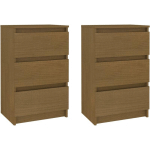 TABLES DE CHEVET 2 PCS MARRON MIEL BOIS DE PIN MASSIF