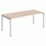 BUREAU DROIT CHÊNE CLAIR ARKO L 180 CM PIÈTEMENT MÉTAL BLANC