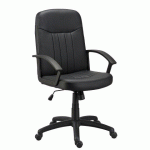 FAUTEUIL DE BUREAU HARRY SIMILI CUIR NOIR - DOSSIER HAUT ACCOUDOIRS - MÉCANISME BASCULANT CENTRÉ - PIEDS NOIR
