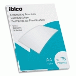 POCHETTES DE PLASTIFICATION BRILLANTES IBICO - A4 - 75 MICRONS - BOITE DE 125