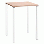 TABLE HAUTE CARRÉE EDEN L 80 X P 80 X H 105 CM CHÊNE CLAIR PIEDS BLANC