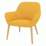 FAUTEUIL CITY DOSSIER BAS PIED BOIS TISSU SAFRAN - QUADRIFOGLIO