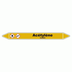 LOT DE 3 - MARQUEUR DE TUYAUTERIE - ACÉTYLÈNE - NFX 08-105 - VINYLE LAMINÉ 250 X 26 MM