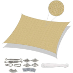 SEKEY - VOILE D'OMBRAGE HDPE PERMÉABLE 2×4M AVEC KIT DE MONTAGE, SABLE