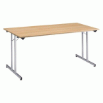 TABLE PLIANTE MULTI-USAGES L 160 X P 80 CM CHÊNE CLAIR / ALUMINIUM