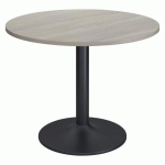 TABLE RONDE EXCELLENS PLATEAU D 100 CM CHÊNE GRIS - 4 PERSONNES - PIED MÉTAL TULIPE ANTRACITE RAL 7016