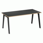 BUREAU DROIT EDEN ARCHE CARBONE CHANT CHÊNE CLAIR L 180 CM AVEC GOULOTTE