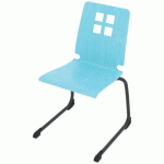 CHAISE COQUE DAMIER PIÈTEMENT LUGE ACIER - BLEU LAGON/CARBONE