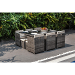 ENSEMBLE REPAS 11 PIÈCES CUBE DINNING ACIER GRIS