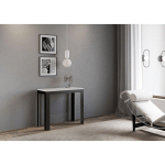 ITAMOBY - CONSOLE EXTENSIBLE 90X40/196 CM PETITE LIGNE EVOLUTION FRÊNE BLANC STRUCTURE ANTHRACITE