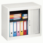 ARMOIRE MÉTAL À RIDEAUX DÉMONTABLE CLASSIQUE H 70 X L 80 CM CORPS BLANC / RIDEAUX BLANC