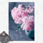 MICASIA - TAPIS EN VINYLE - VASE WITH LIGHT PINK PEONY SHABBY - PORTRAIT 3:2 DIMENSION HXL: 60CM X 40CM