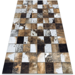 TAPIS PATCHWORK 21718 MARRON - PEAU DE VACHE, CADRE MULTICOLOUR 120X170 CM