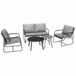 ENSEMBLE DÉTENTE BALI : DUO TABLE BASSE 1 CANAPÉ 2 FAUT GRIS - PROLOISIRS