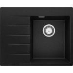 EVIER CUISINE EN GRANIT 62 X 50 CM LAVABO 1 BAC + SIPHON CLASSIQUE, ÉVIER À ENCASTRER DE PRIMAGRAN NOIR METALLIC - BLACK#MULTICOLOUR