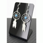 PAIRE DE BOUCLES D'OREILLES ATTRAPE RÊVE EN ARGENT 92.5